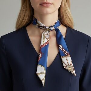 Nautical Satin Vintage Design Neck / Handbag scarf, NWT